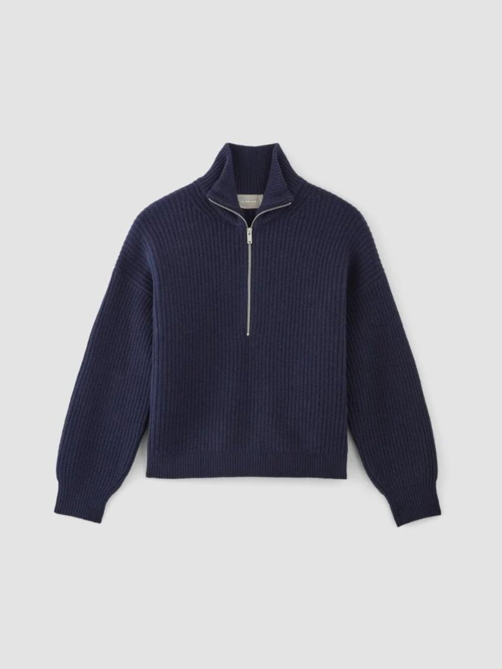 Everlane The Half-Zip Sweater in Luxe Merino, Navy, Size L